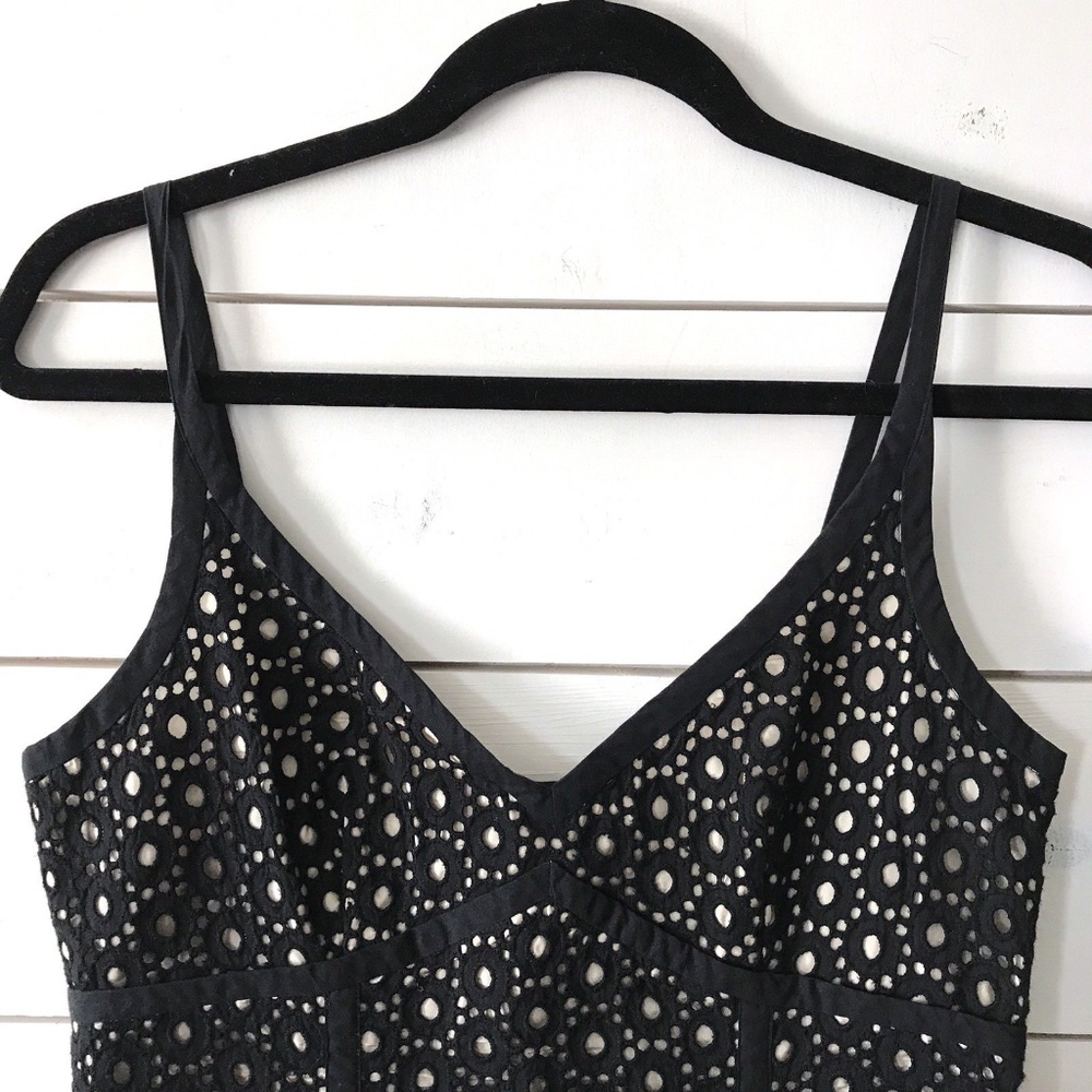 Susana Monaco Black Eyelet V-Neck Cocktail Dress - Picture 3 of 8